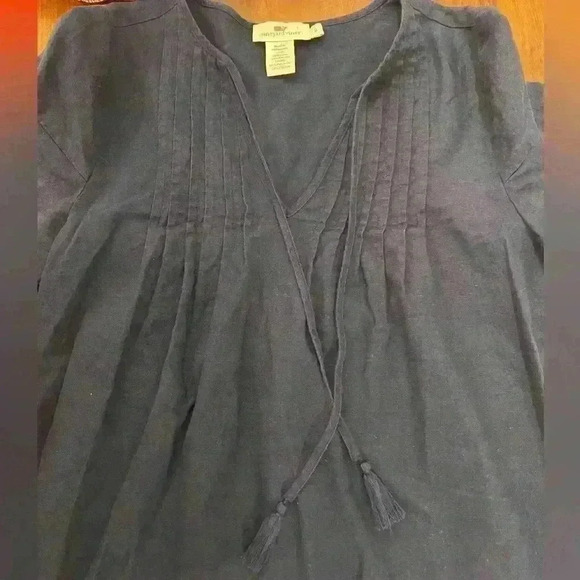 VINEYARD VINES Womens PINTUCKED FLUTTER SLEEVE DRESS Size 0 NEW Navy Blue - Picture 3 of 11